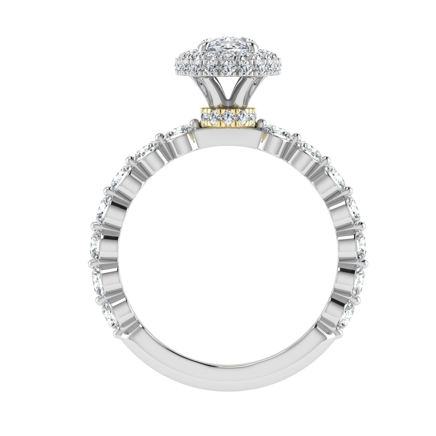 Engraved Oval Cut Double Edge Halo Moissanite Engagement Ring